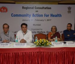 Inaugural session in Mumbai Consultation. From left Dr Satish Kumar, Advisor-Public Health Planning, NHSRC; Mr Naveen Jain (IAS), MD-NHM, Rajasthan; Dr Thelma Narayan, Member-AGCA and Mr Alok Kumar (IAS), MD-NHM, UP